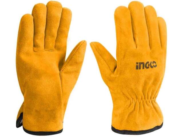 INGCO HGVC02 10.5-Inch Professional Cow Split Leather Working Gloves